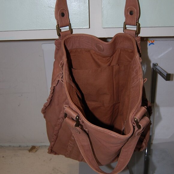 ❤️GERARD DAREL Soft Lamb Leather Gold Metal Hobo Purse Shoulder Bag - Picture 6 of 12